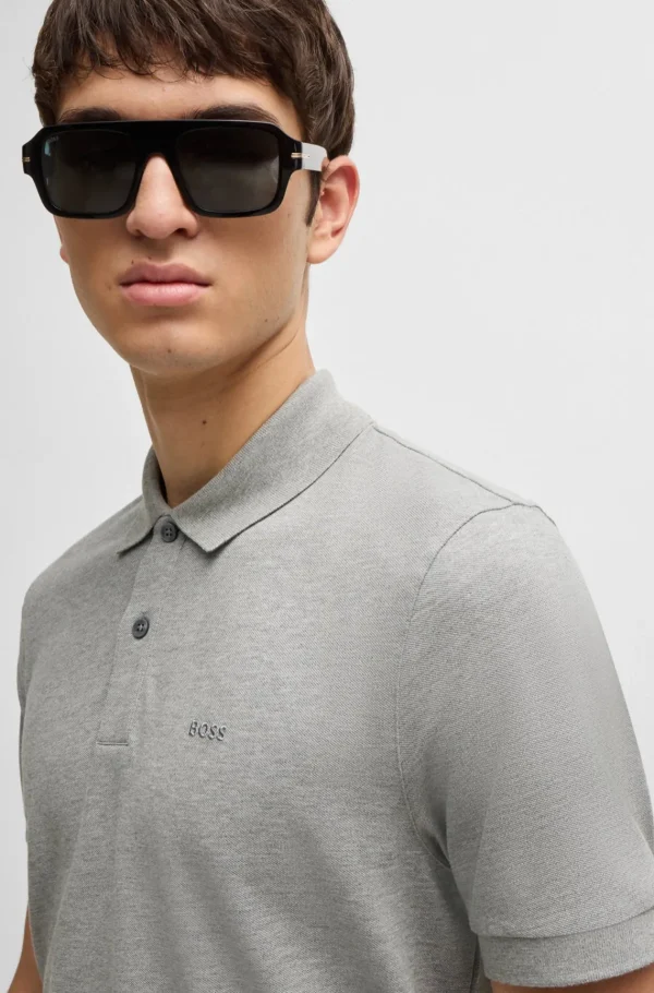 HUGO BOSS Polos>Polo Pallas De Ajuste Regular Em Algodão Com Logótipo Bordado