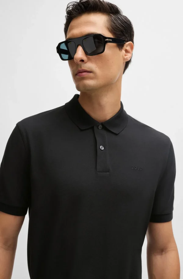 HUGO BOSS Polos>Polo Pallas De Ajuste Regular Em Algodão Com Logótipo Bordado