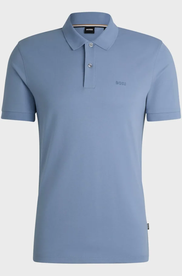HUGO BOSS Polos>Polo Pallas De Algodão Orgânico Com Logótipo Bordado