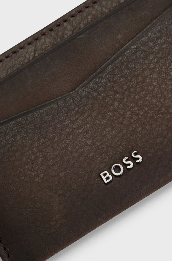 HUGO BOSS Carteiras>Porta-cartões Em Pele Granulada Com Letras Do Logótipo