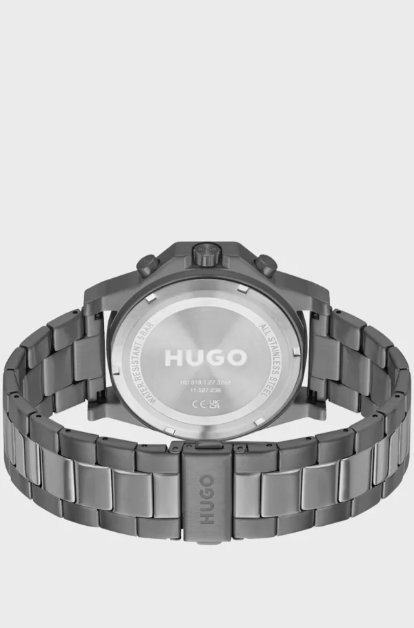 HUGO BOSS Relógios>Relógio Com Bracelete De Elos Com Mostrador Azul E Moldura Em Ganga