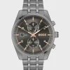 HUGO BOSS Relógios>Relógio Cronógrafo Banhado A Cinzento Com Detalhes Em Tom Dourado