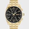 HUGO BOSS Relógios>Relógio Cronógrafo Com Bracelete Metálica E Mostrador Preto
