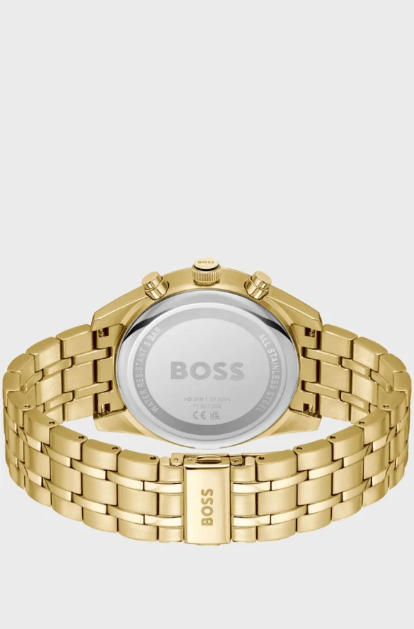 HUGO BOSS Relógios>Relógio Cronógrafo Com Bracelete Metálica E Mostrador Preto