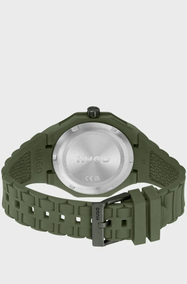 HUGO BOSS Relógios>Relógio Verde Com Bracelete De Silicone Tonal