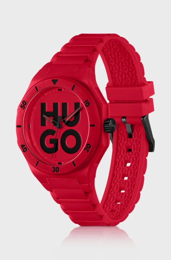 HUGO BOSS Relógios>Relógio Vermelho Com Bracelete De Silicone Tonal
