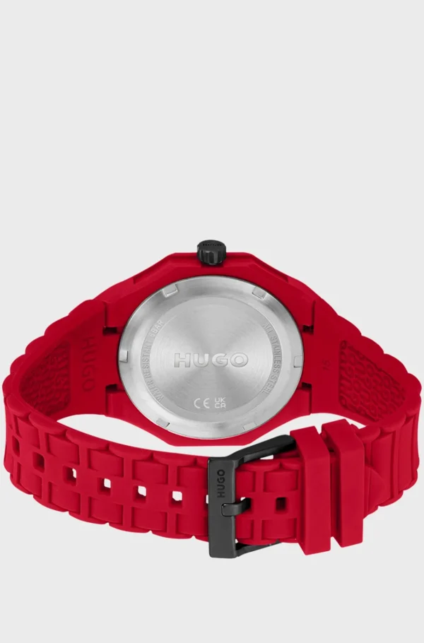 HUGO BOSS Relógios>Relógio Vermelho Com Bracelete De Silicone Tonal