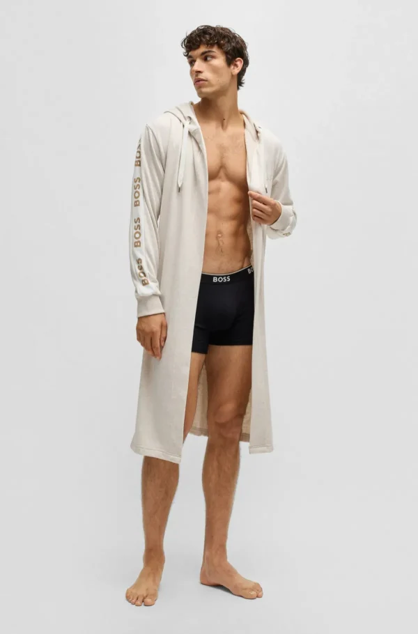 MULHER HUGO BOSS Pijamas E Loungewear>Roupão Com Capuz E Mangas Com Estampa De Logótipo