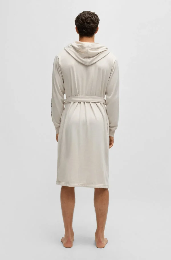 MULHER HUGO BOSS Pijamas E Loungewear>Roupão Com Capuz E Mangas Com Estampa De Logótipo
