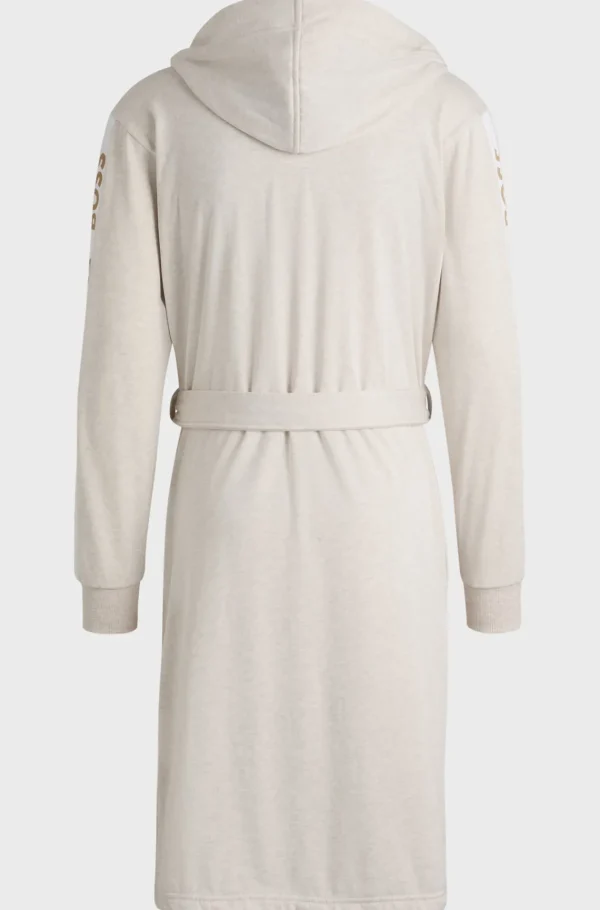 MULHER HUGO BOSS Pijamas E Loungewear>Roupão Com Capuz E Mangas Com Estampa De Logótipo