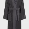 MULHER HUGO BOSS Pijamas E Loungewear>Roupão Comprido De Lapela Com Logótipo Em Algodão De Fibra Comprida