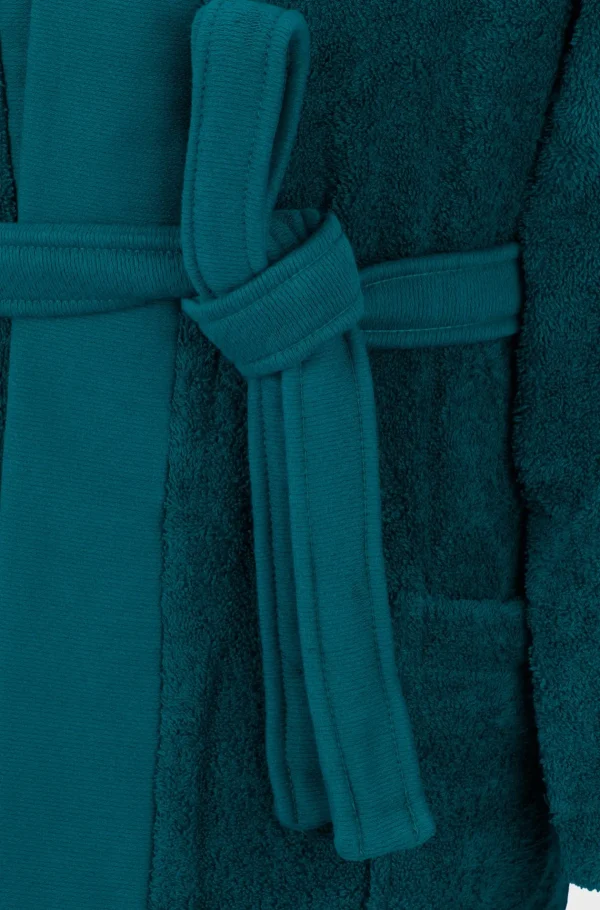 MULHER HUGO BOSS Pijamas E Loungewear>Roupão Comprido De Lapela Com Logótipo Em Algodão De Fibra Comprida