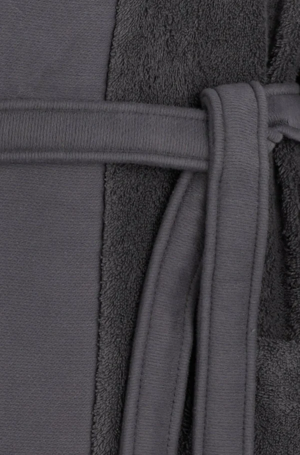 MULHER HUGO BOSS Pijamas E Loungewear>Roupão Comprido De Lapela Com Logótipo Em Algodão De Fibra Comprida