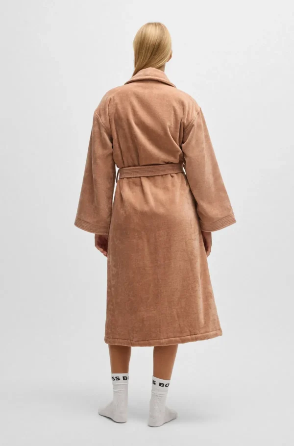 MULHER HUGO BOSS Pijamas E Loungewear>Roupão Em Algodão Com Motivos Florais Bordados