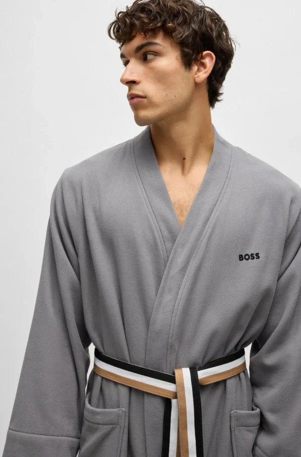 MULHER HUGO BOSS Pijamas E Loungewear>Roupão Em Terry De Algodão Com Interior De Secagem Rápida