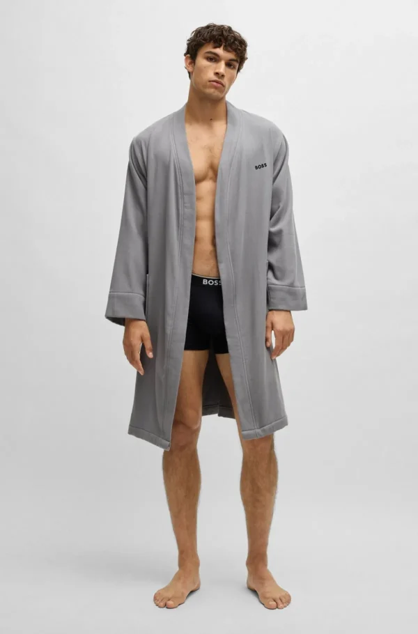 MULHER HUGO BOSS Pijamas E Loungewear>Roupão Em Terry De Algodão Com Interior De Secagem Rápida