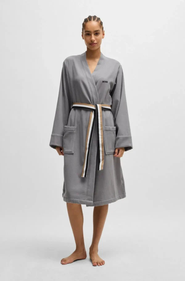 MULHER HUGO BOSS Pijamas E Loungewear>Roupão Em Terry De Algodão Com Interior De Secagem Rápida