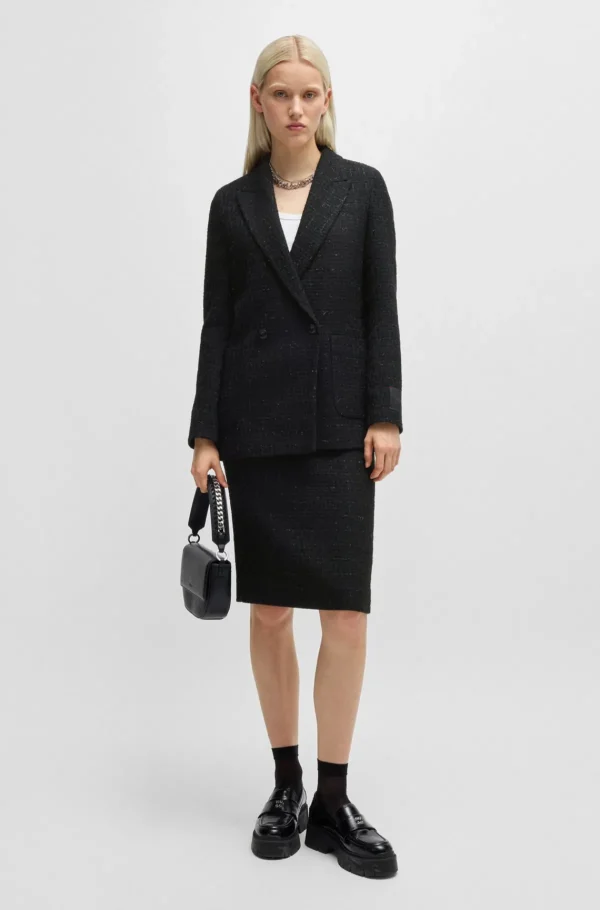MULHER HUGO BOSS Fatos>Saia Lápis De Ajuste Slim Em Bouclé Brilhante