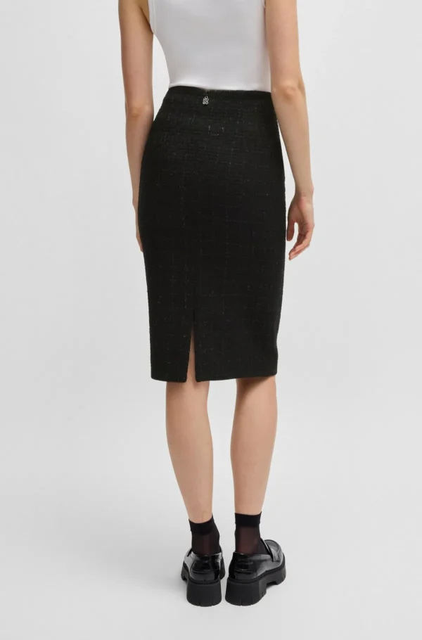MULHER HUGO BOSS Fatos>Saia Lápis De Ajuste Slim Em Bouclé Brilhante