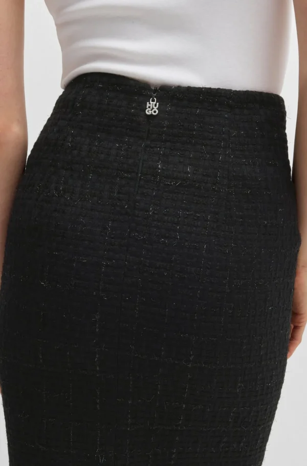 MULHER HUGO BOSS Fatos>Saia Lápis De Ajuste Slim Em Bouclé Brilhante