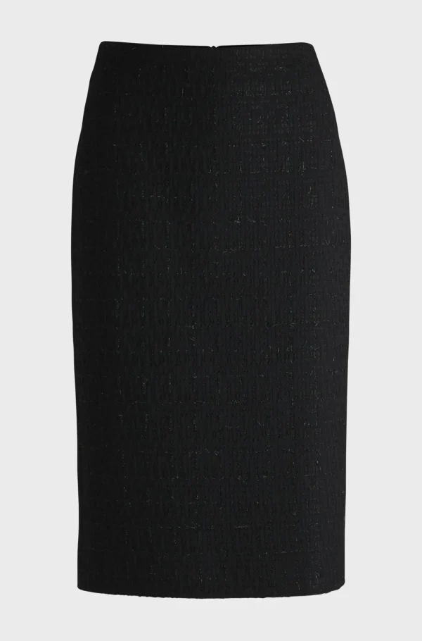 MULHER HUGO BOSS Fatos>Saia Lápis De Ajuste Slim Em Bouclé Brilhante