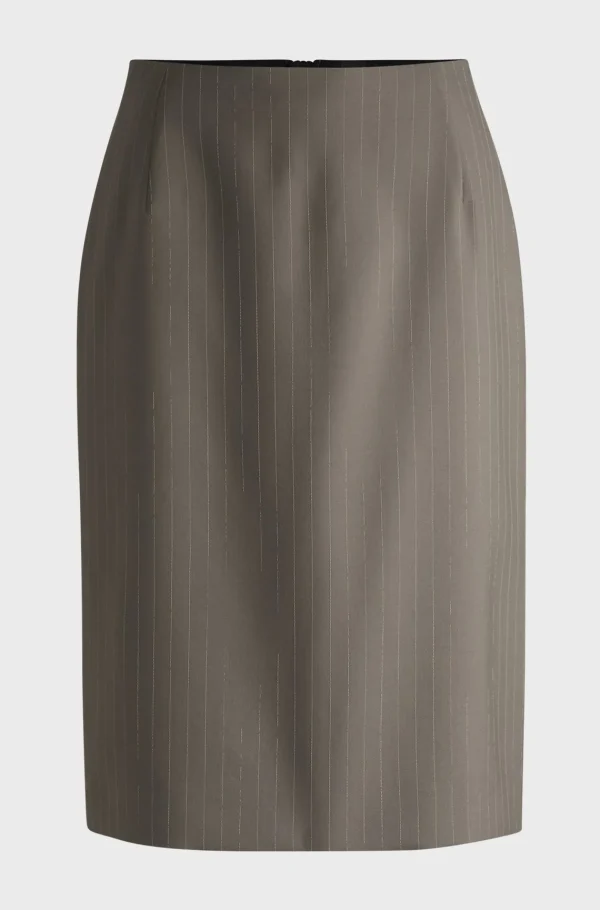 MULHER HUGO BOSS Fatos | Saias>Saia Lápis De Risca De Giz Em Lã Virgem De Alta Torção