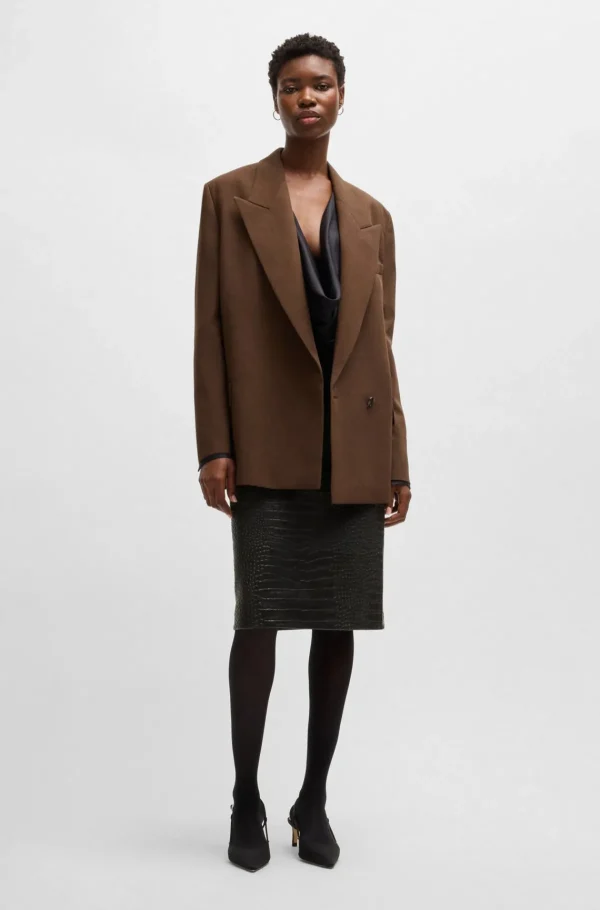 MULHER HUGO BOSS Saias>Saia Lápis Em Pele Com Relevo De Crocodilo