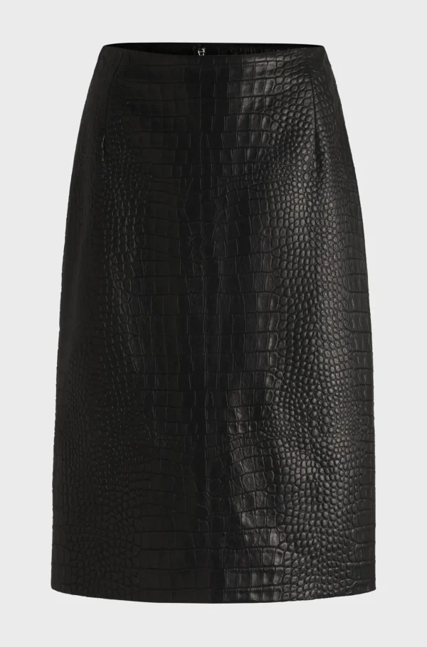 MULHER HUGO BOSS Saias>Saia Lápis Em Pele Com Relevo De Crocodilo