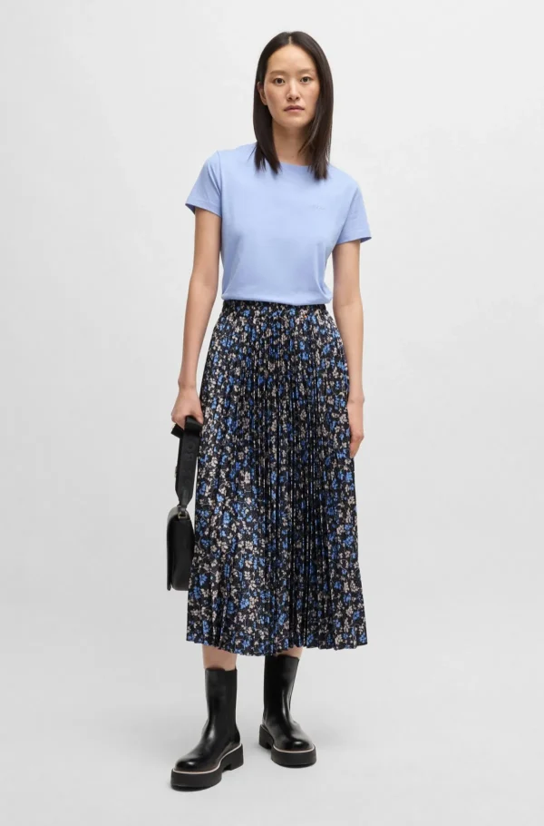 MULHER HUGO BOSS Saias>Saia Midi Em Cetim Plissado Estampado