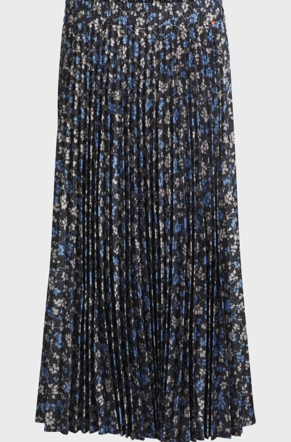 MULHER HUGO BOSS Saias>Saia Midi Em Cetim Plissado Estampado