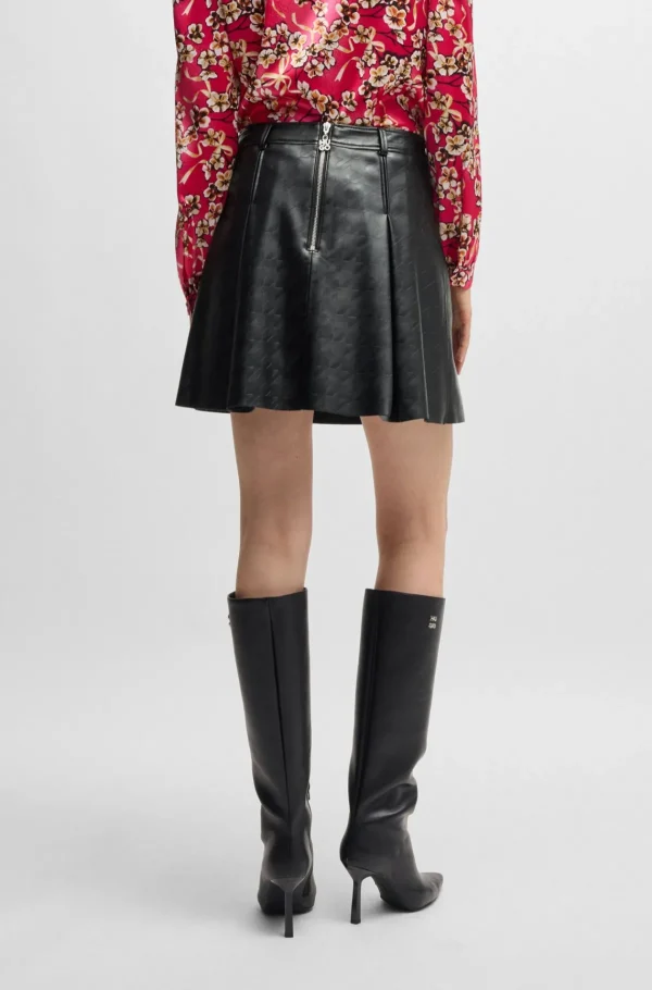 MULHER HUGO BOSS Saias>Saia Mini Em Pele Sintética Com Houndstooth Em Relevo
