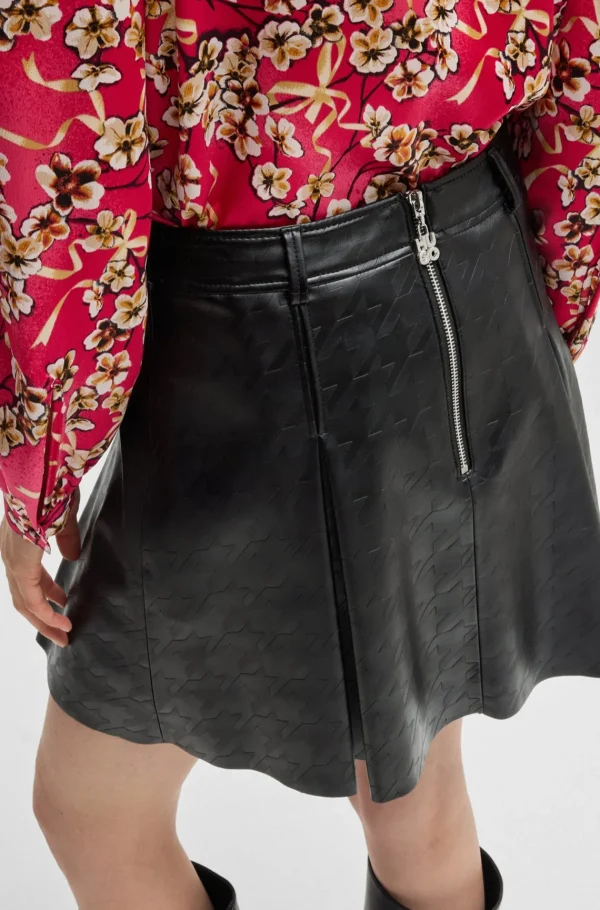 MULHER HUGO BOSS Saias>Saia Mini Em Pele Sintética Com Houndstooth Em Relevo