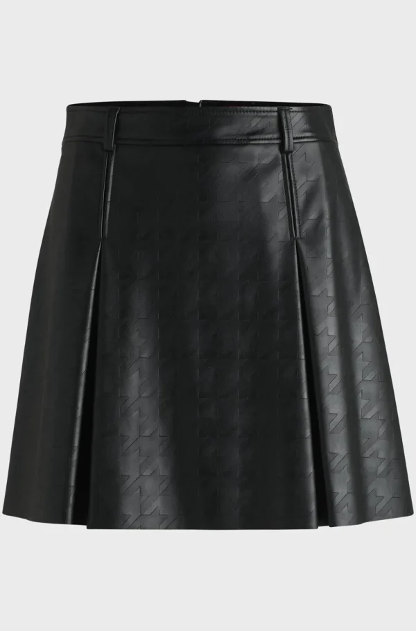 MULHER HUGO BOSS Saias>Saia Mini Em Pele Sintética Com Houndstooth Em Relevo