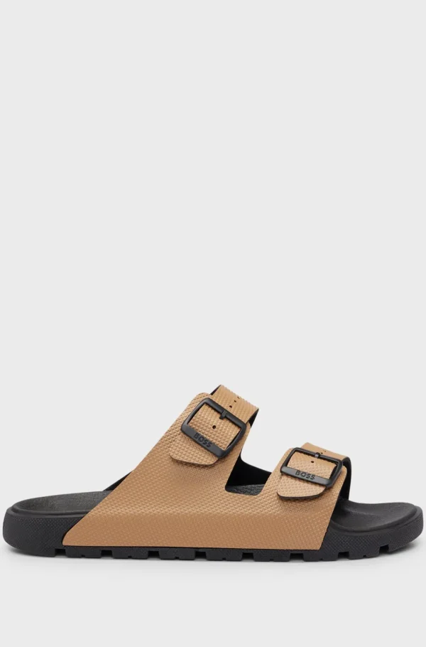 MULHER HUGO BOSS Slides | Saltos Rasos>Sandálias Para Todos Os Géneros, Com Duas Tiras Com Parte Superior Estruturada