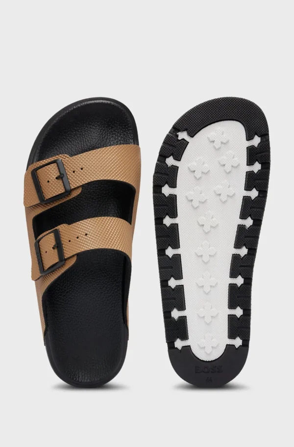 MULHER HUGO BOSS Slides | Saltos Rasos>Sandálias Para Todos Os Géneros, Com Duas Tiras Com Parte Superior Estruturada