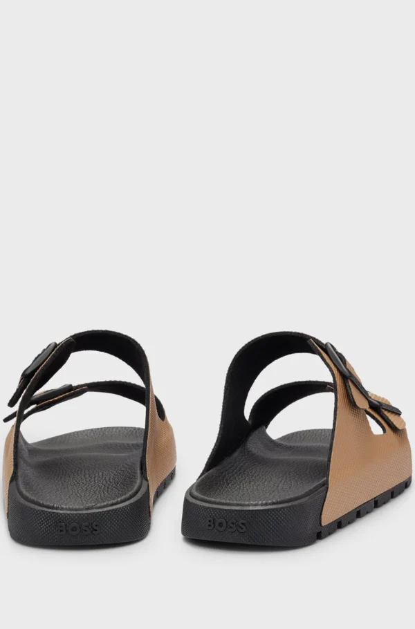 MULHER HUGO BOSS Slides | Saltos Rasos>Sandálias Para Todos Os Géneros, Com Duas Tiras Com Parte Superior Estruturada