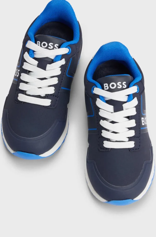 Crianças HUGO BOSS Sapatos>Sapatilhas Com Atacadores Para Criança Com Detalhes De Logótipo