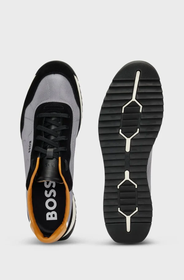 HUGO BOSS Sapatilhas>Sapatilhas Com Atacadores Em Tecido Texturizado Com Acabamentos Em Camurça