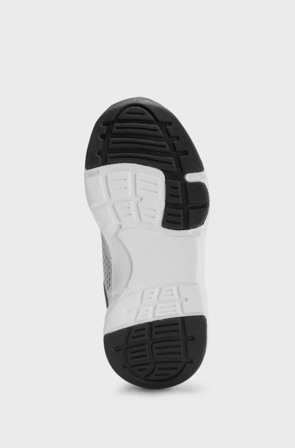 Crianças HUGO BOSS Sapatos>Sapatilhas Para Criança Em Material Misto Com Pele Sintética Metálica