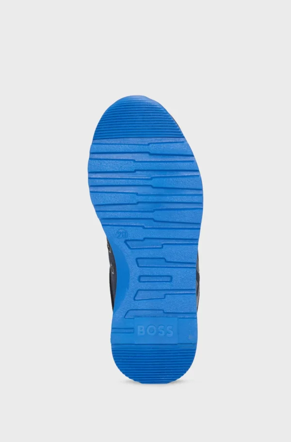 Crianças HUGO BOSS Sapatos>Sapatilhas Para Criança Em Materiais Mistos Com Acabamentos Em Pele