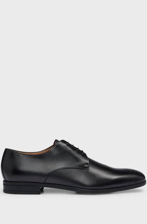 HUGO BOSS Artigos Essenciais>Sapatos Derby Em Pele Com Sola Em Borracha