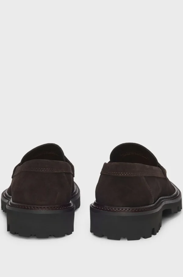 HUGO BOSS Mocassins>Sapatos Loafers Em Camurça Com Acabamento Penny
