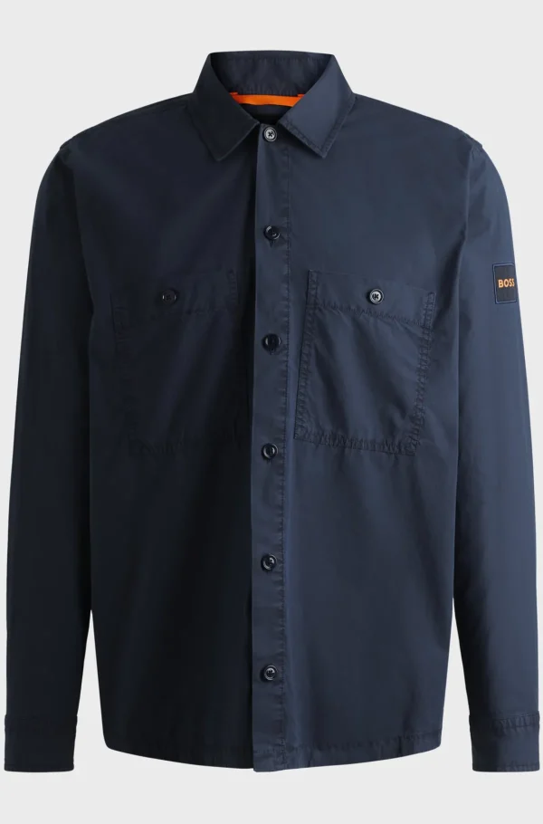 HUGO BOSS Camisas>Sobrecamisa De Ajuste Grande Em Popelina De Algodão
