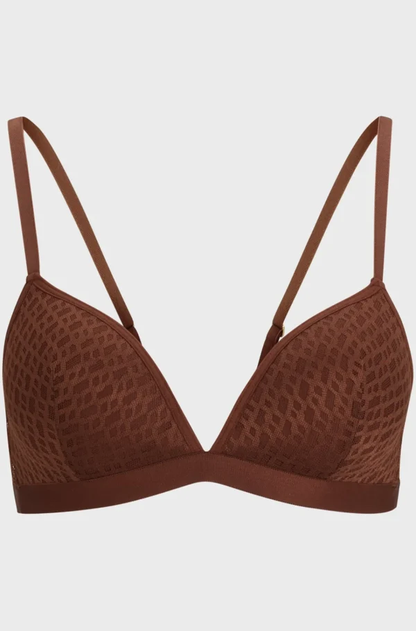 MULHER HUGO BOSS Roupa Interior>Sutiã Triangular Almofadado Com Padrão De Monograma E Alças Ajustáveis