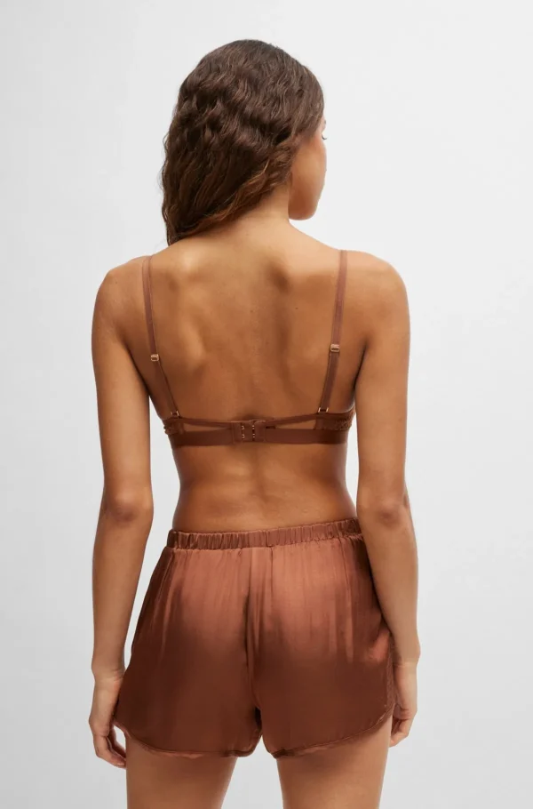 MULHER HUGO BOSS Roupa Interior>Sutiã Triangular Almofadado Com Padrão De Monograma E Alças Ajustáveis