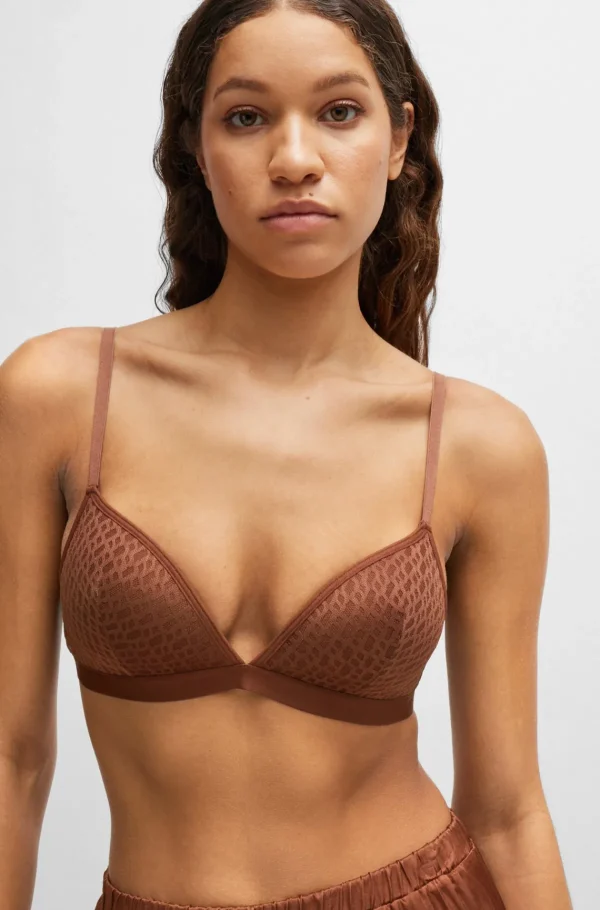 MULHER HUGO BOSS Roupa Interior>Sutiã Triangular Almofadado Com Padrão De Monograma E Alças Ajustáveis
