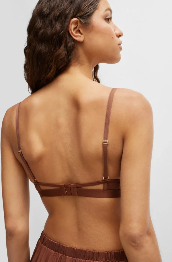 MULHER HUGO BOSS Roupa Interior>Sutiã Triangular Almofadado Com Padrão De Monograma E Alças Ajustáveis