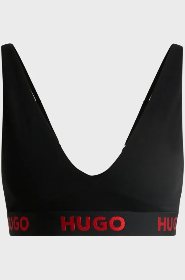 MULHER HUGO BOSS Roupa Interior>Sutiã Triangular De Algodão Elástico Com Logótipos Repetidos