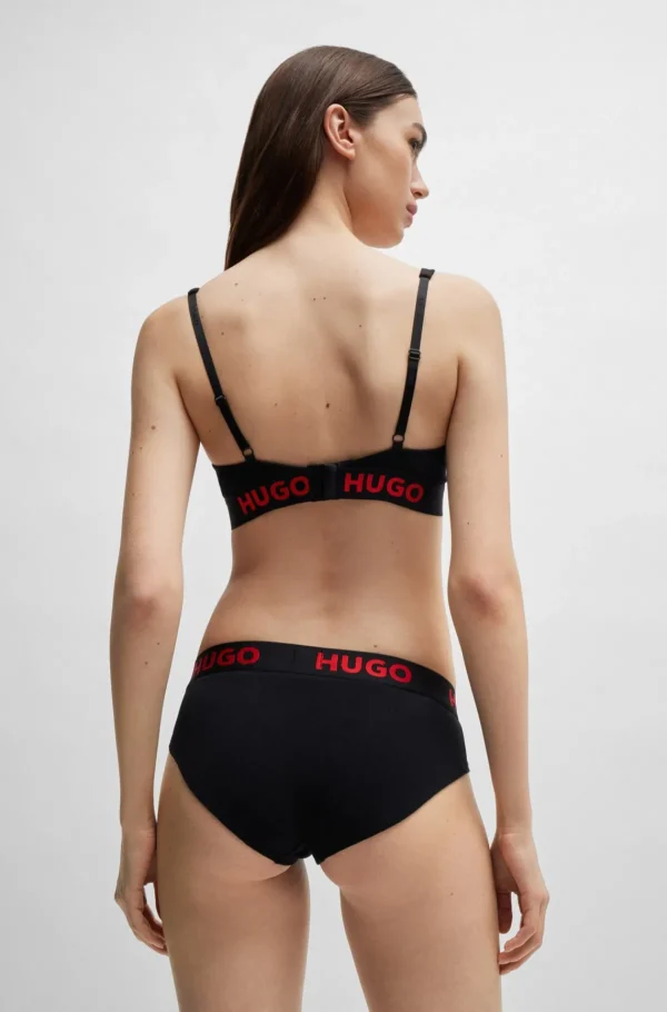 MULHER HUGO BOSS Roupa Interior>Sutiã Triangular De Algodão Elástico Com Logótipos Repetidos
