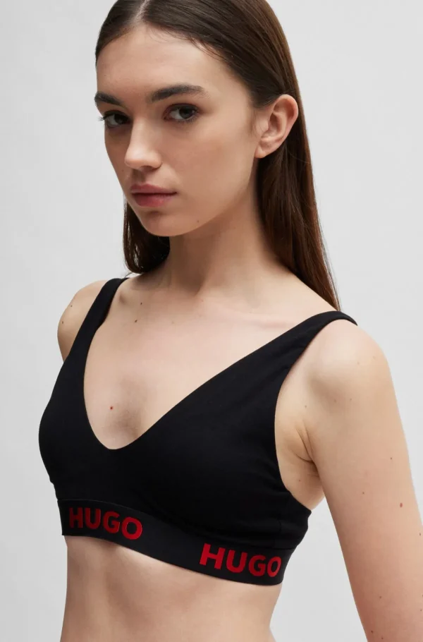 MULHER HUGO BOSS Roupa Interior>Sutiã Triangular De Algodão Elástico Com Logótipos Repetidos
